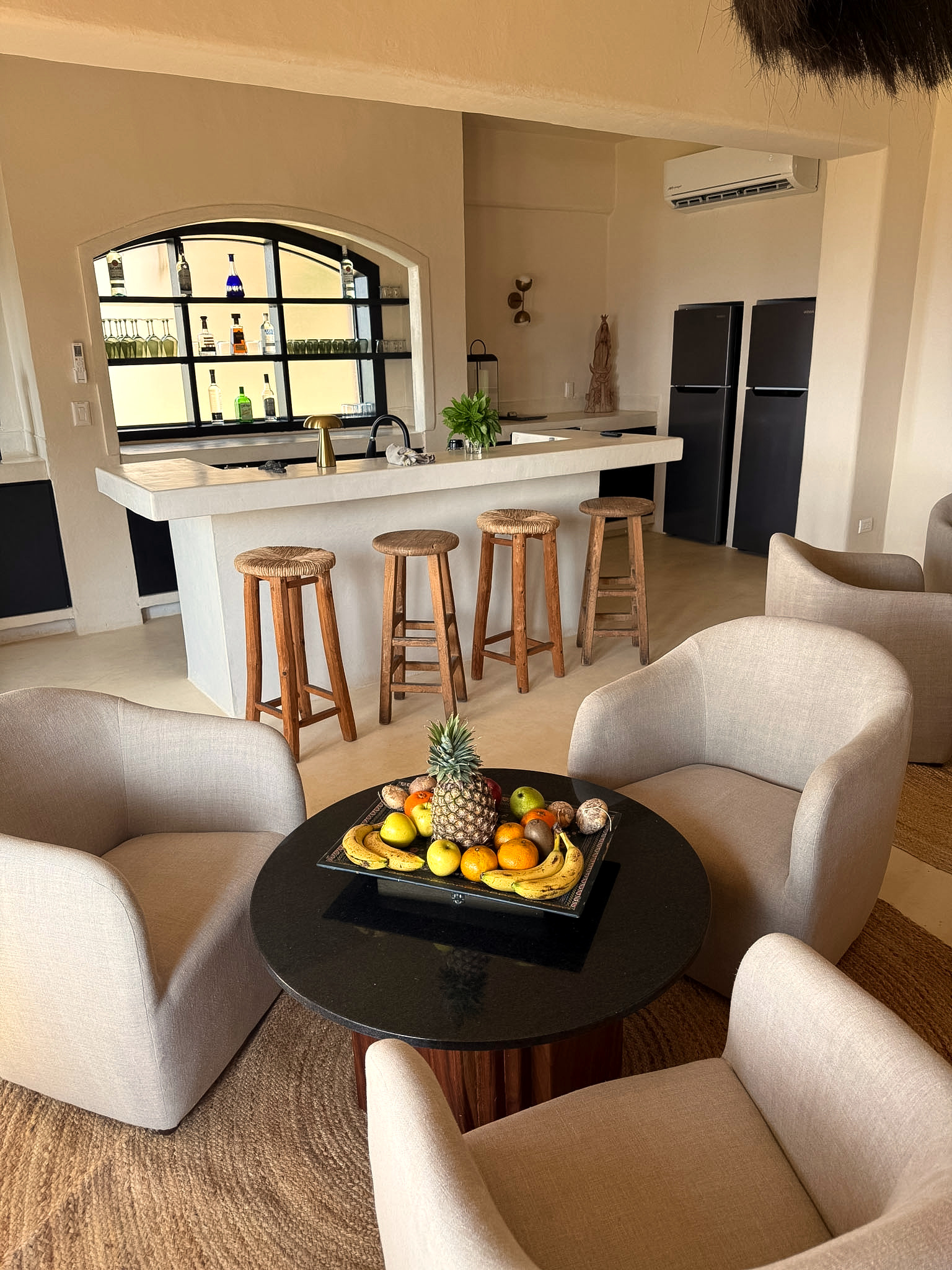 Bar and living area