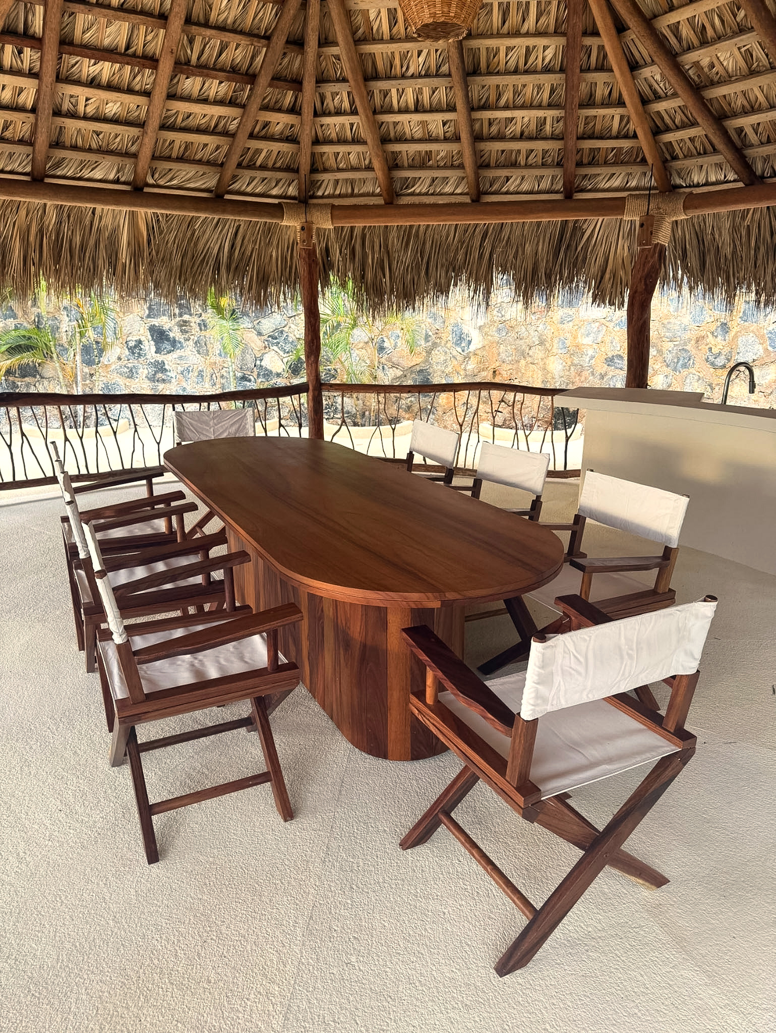 Pool palapa dining table